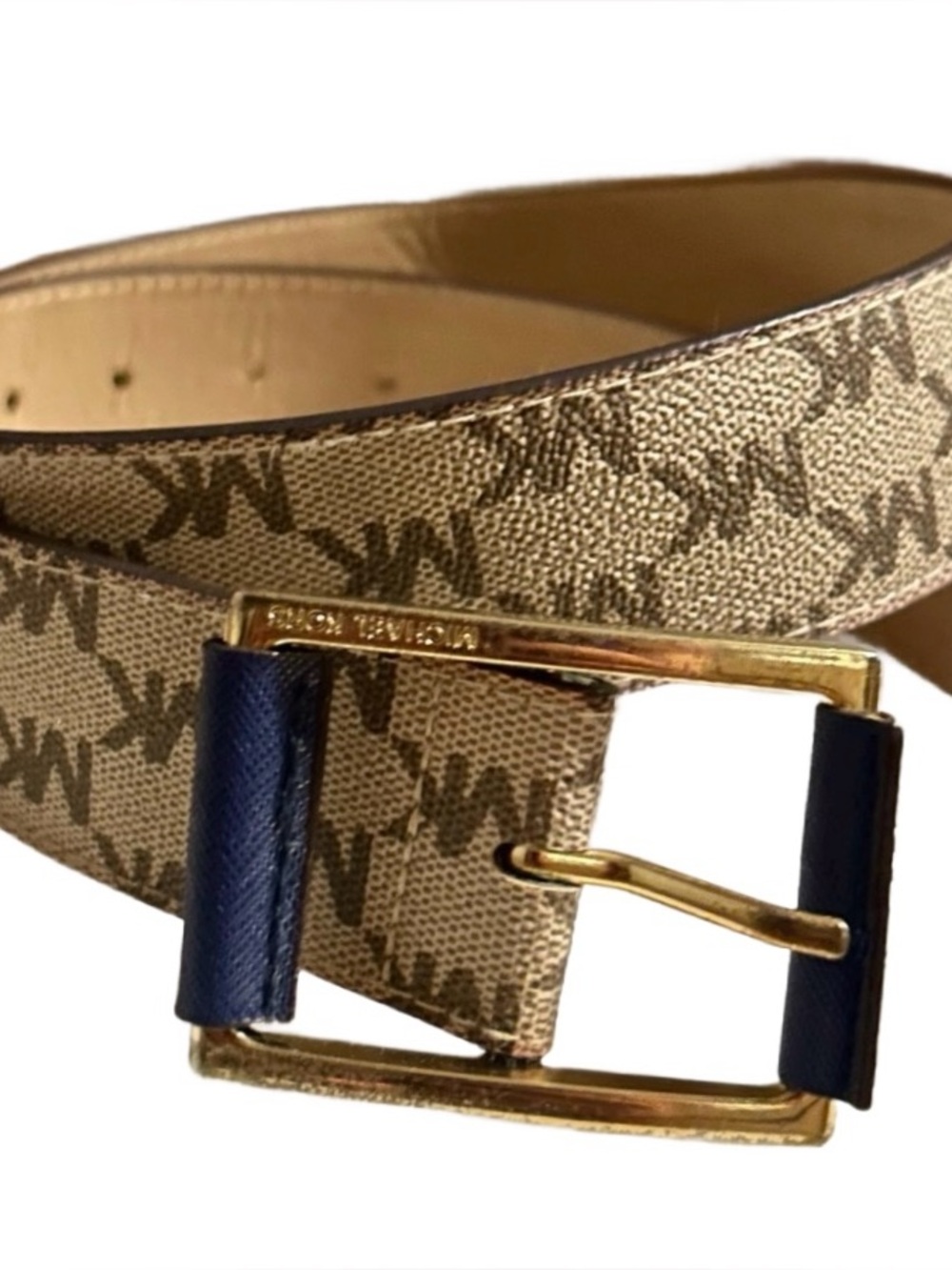Michael Kors ~ Women’s Small ~ Logo Monogram Tan/Brown Buckle W/Gold Tone Buckle